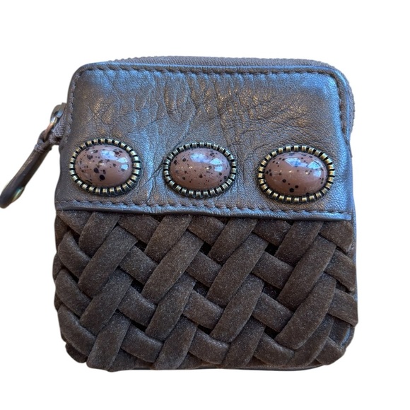 Cole Haan Coin Purse Leather Village Basketweave - Picture 1 of 5